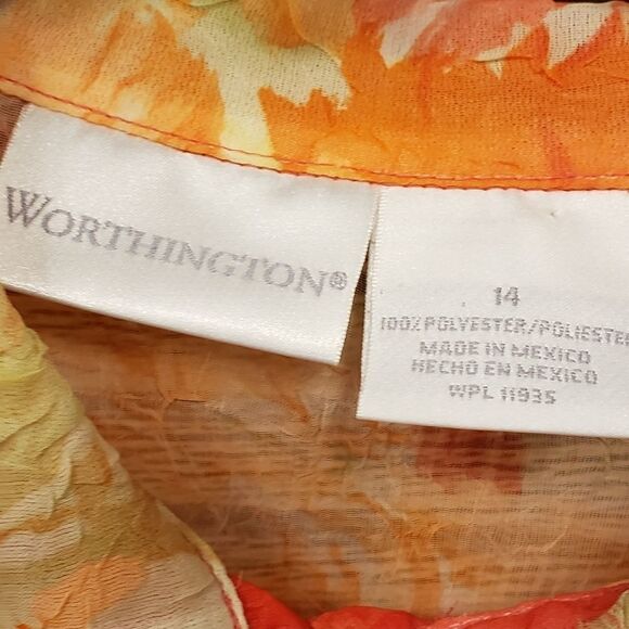 Worthington coral floral short Sleeve Blouse 👚 - Picture 4 of 5